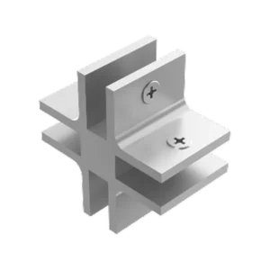 Conector "X" de aluminio para vitrina (10 MM)