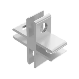 Conector "X" de aluminio para vitrina