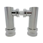 Conector doble con chapeton portacostilla vidrio-vidrio 90Â°