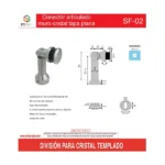 Conector con chapeton muro-vidrio ajustable
